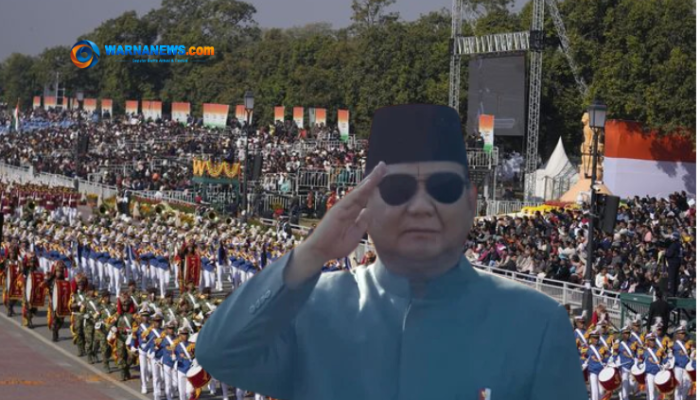 Momen Presiden Prabowo Memberi Hormat kepada Kontingen RI dalam Parade di India