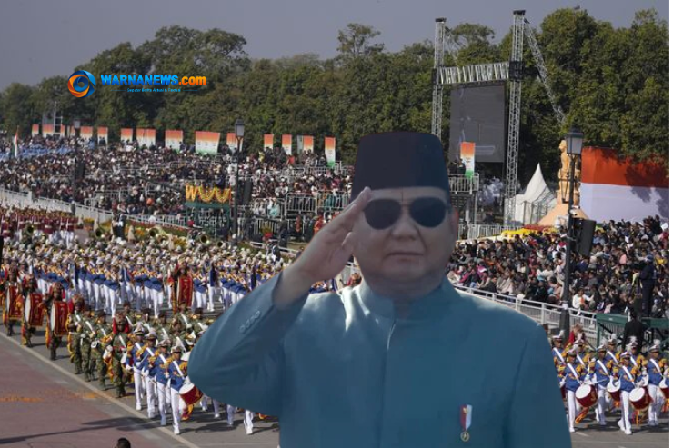 Momen Presiden Prabowo Memberi Hormat kepada Kontingen RI dalam Parade di India